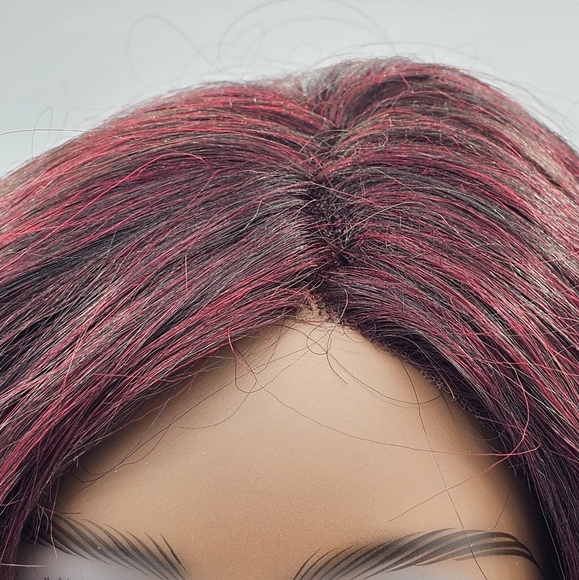 Zury Sis Beyond Black & Red Wine Side Swept Bang Moni Lace Front Wig - Picture 2 of 8